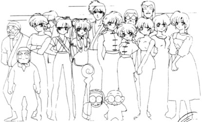 [Drawing of the Ranma cast]